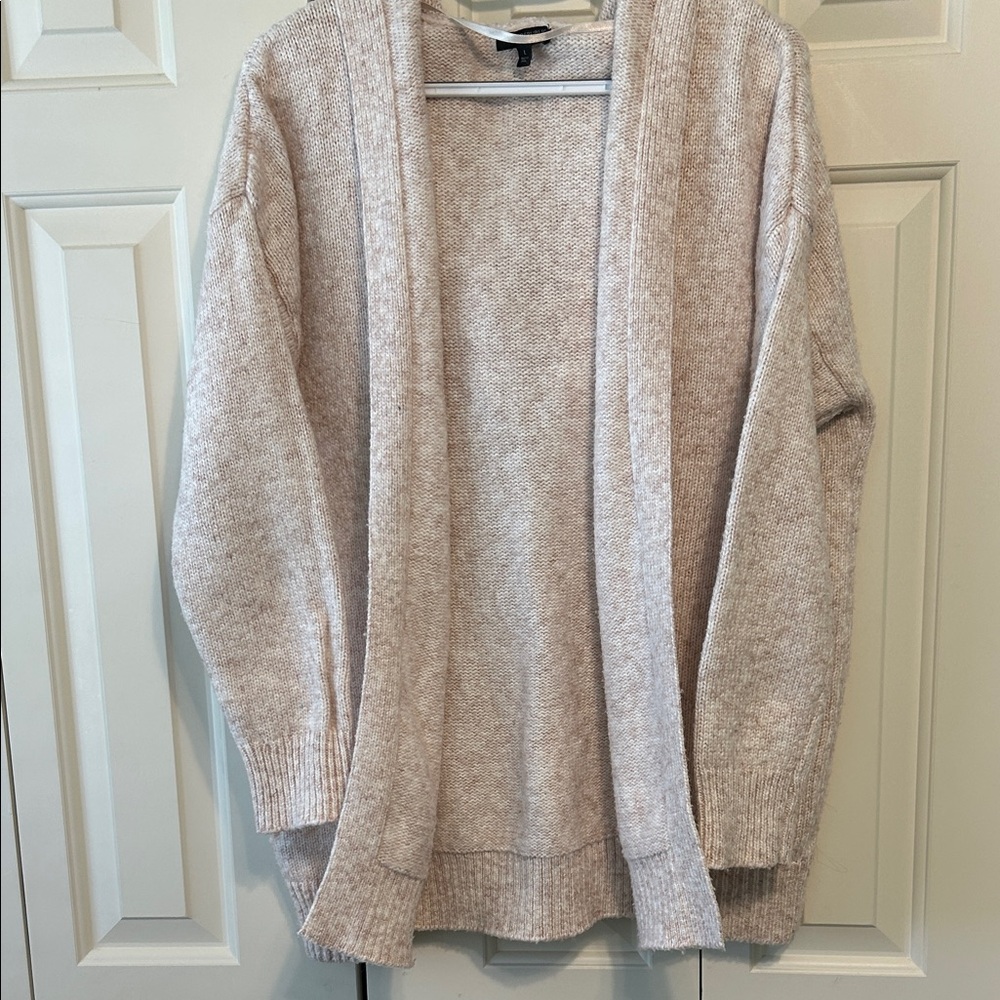Banana Republic Cream Open-Front Hooded Cardigan